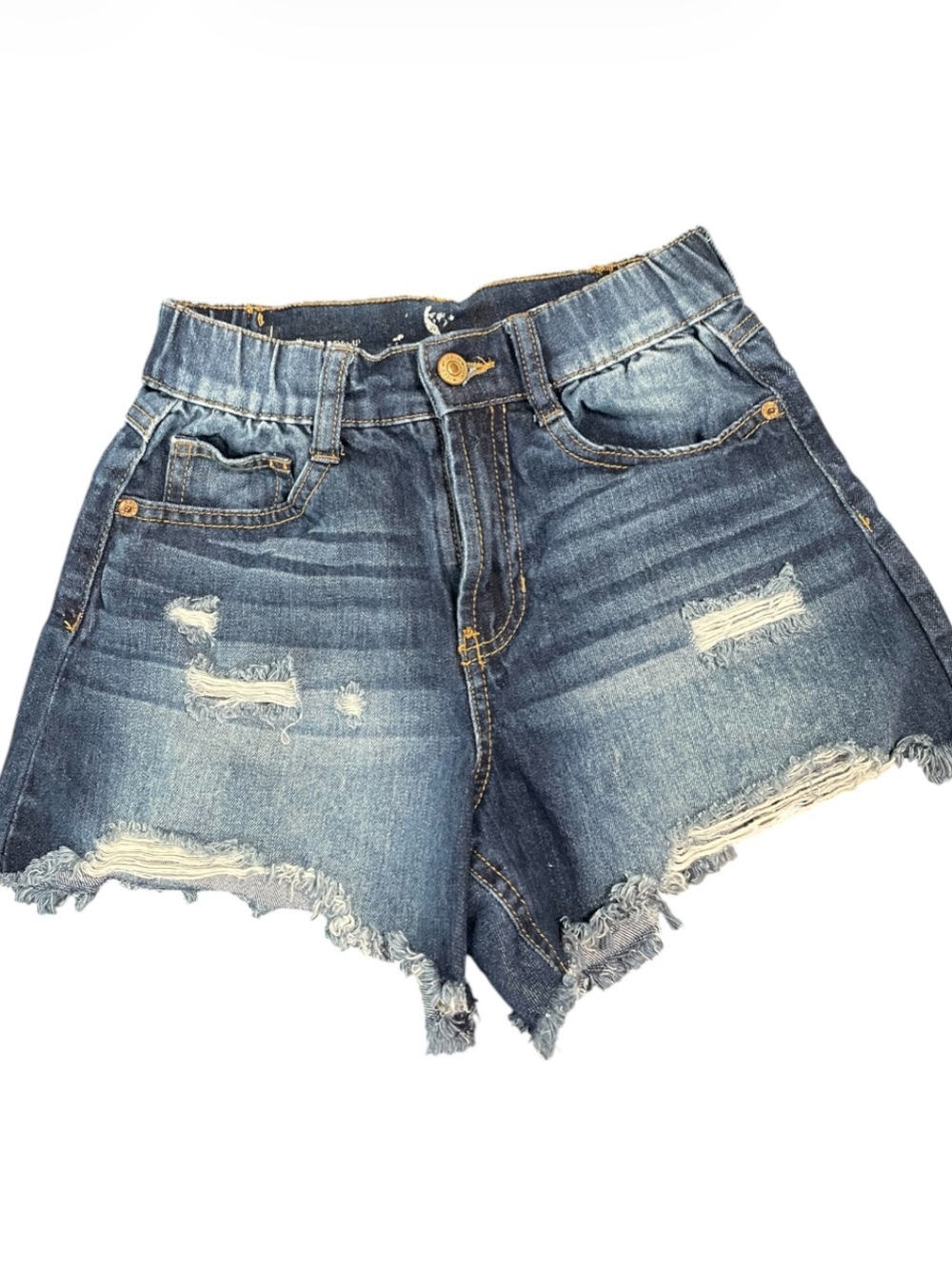 Rewash Faded Blue Distressed Denim Shorts High Rise